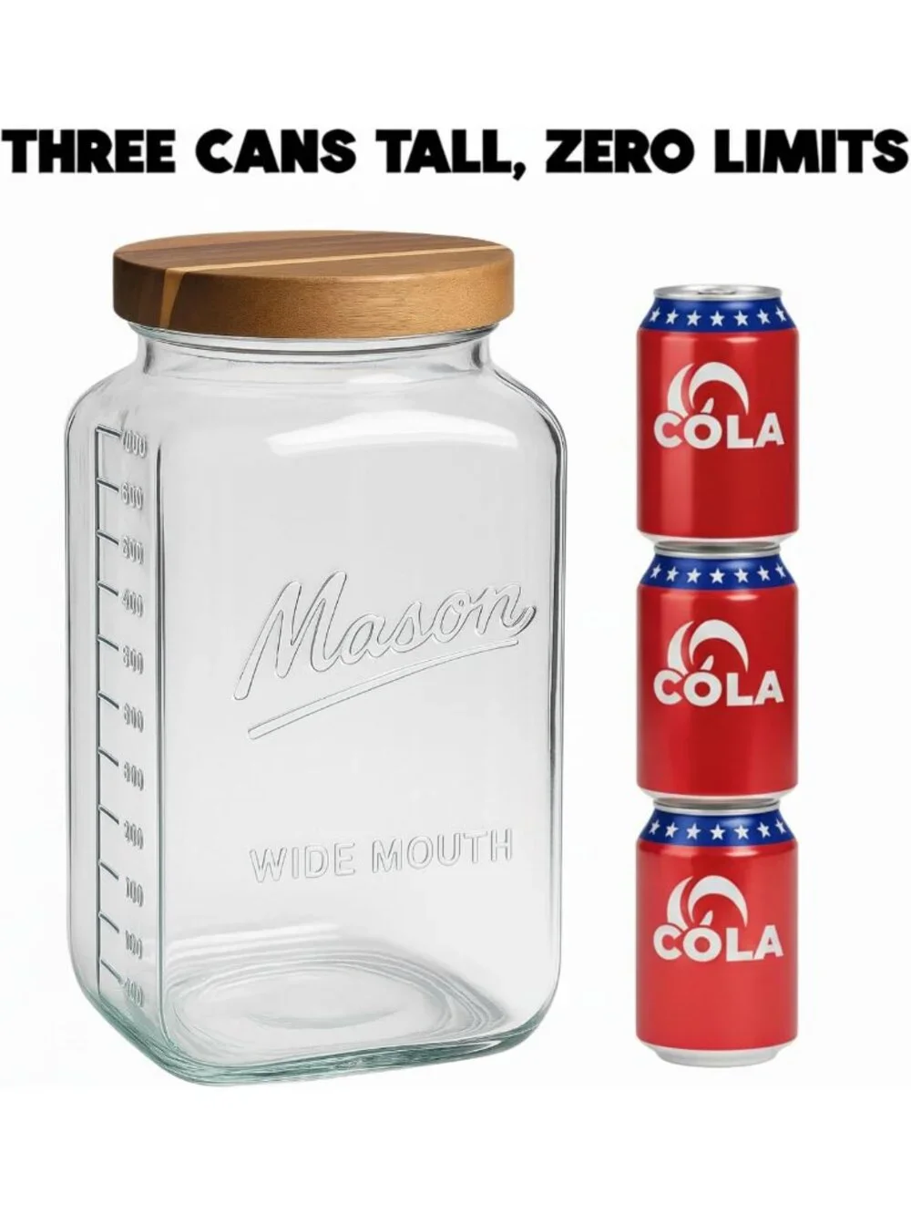 2 Gallon Glass Mason Jar with Airtight Lid – Wide Mouth Storage for Pantry